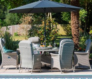 Flamingo 6 Recliner Chairs with Oval Table Lazy Susan