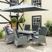 Sandringham Fire Pit Set 6 Recliner Rectangular Table