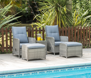 Milan 2 Seat Lounger Set with footstools and Table