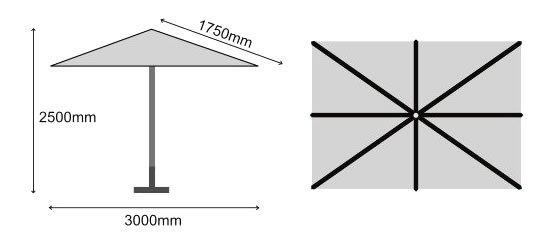 Sturdi Plus 3 x 2m Rectangular Aluminium Parasol