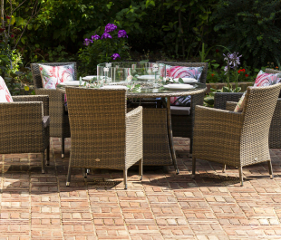 Sandringham 6 Seat Round Dining Set with Fire Pit Table