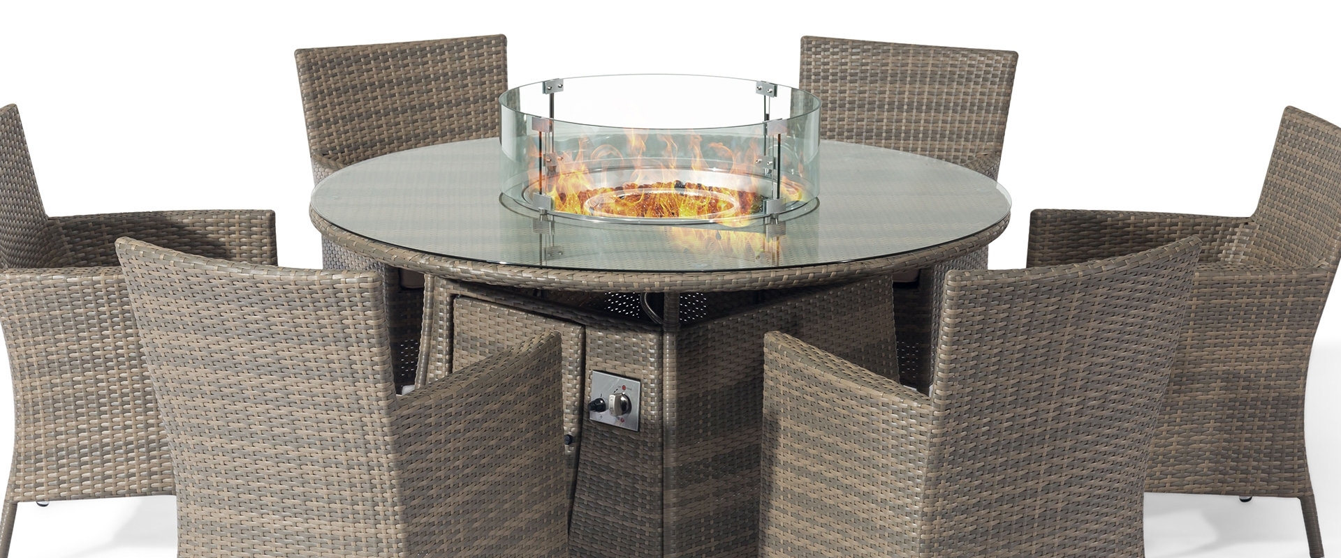 Sandringham 6 Seat Round Dining Set with Fire Pit Table