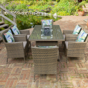 Sandringham 6 Seat Round Dining Set with Fire Pit Table