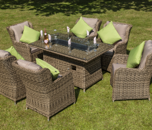 Seville 6 Seater Rectangular Fire Pit Table Set