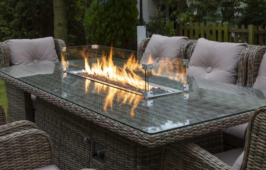 Seville 8 Seater Rectangular Fire Pit Table Set