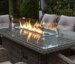 Seville 8 Seater Rectangular Fire Pit Table Set