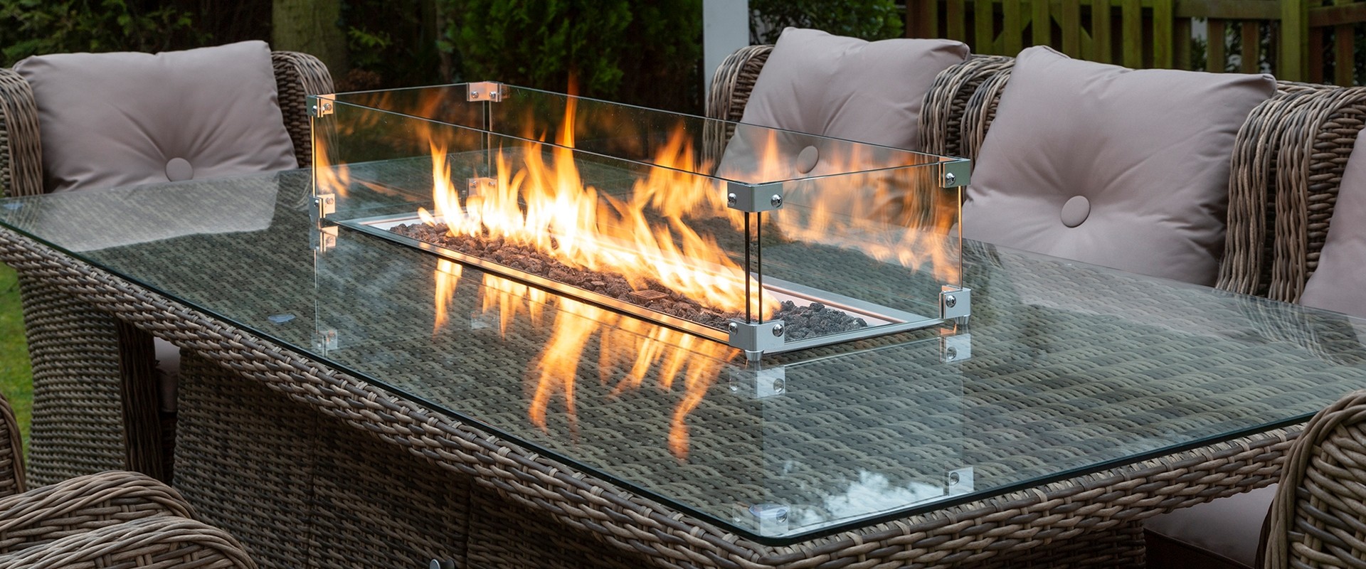 Seville 8 Seater Rectangular Fire Pit Table Set