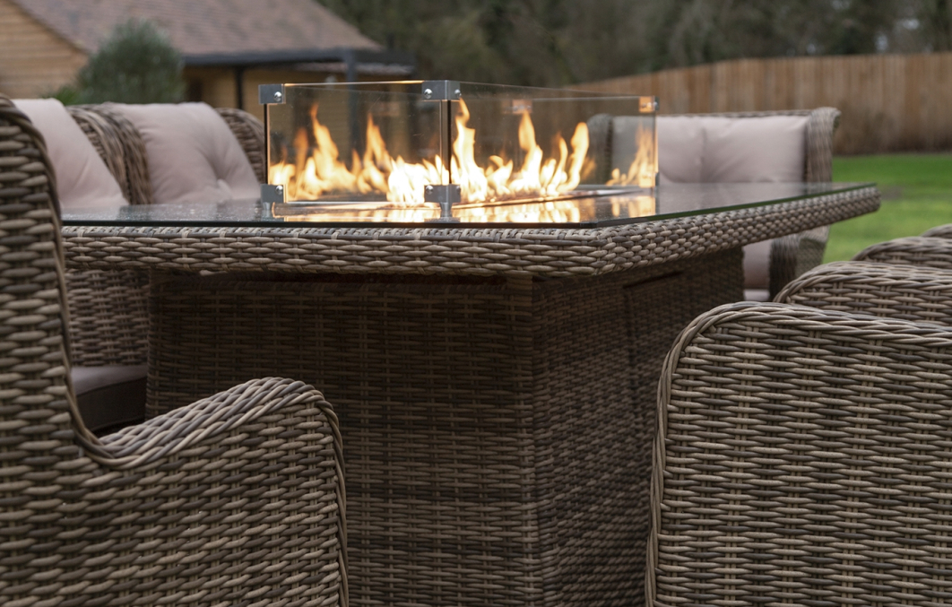 Seville 8 Seater Rectangular Fire Pit Table Set