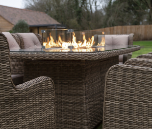 Seville 8 Seater Rectangular Fire Pit Table Set