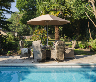 Flamingo 6 Recliner Chairs with Oval Table Lazy Susan