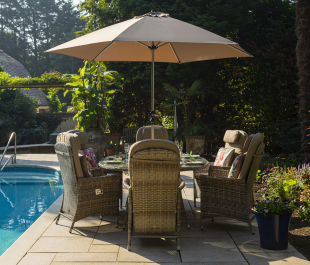 Flamingo 6 Recliner Chairs with Oval Table Lazy Susan