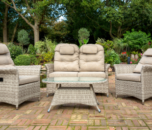 Flamingo Ratan Reclining Sofa & Armchair Garden Set