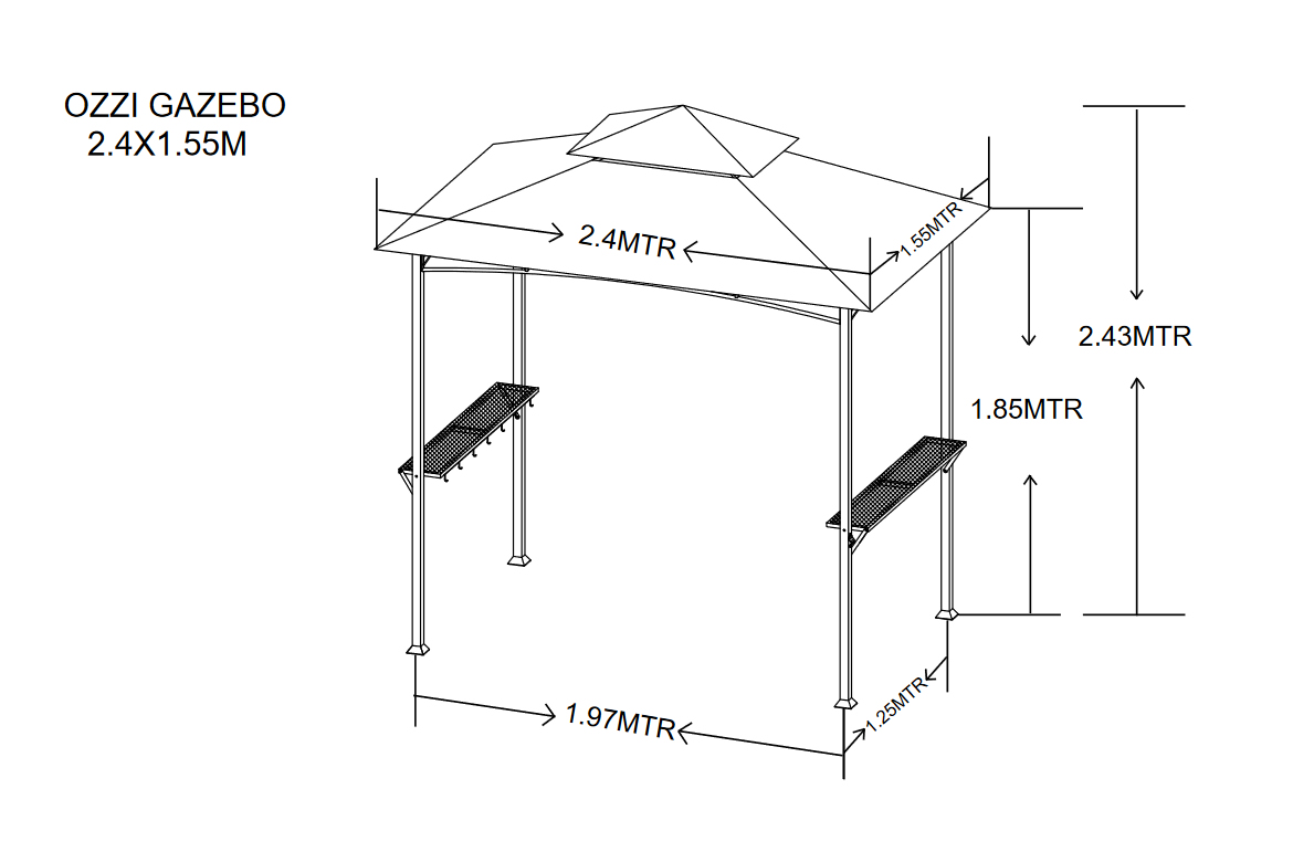 OZZI BBQ Gazebo Components Dimensions